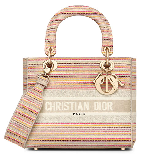 Medium Lady D-Lite bag Multicolor Stripes Embroidery – Dior